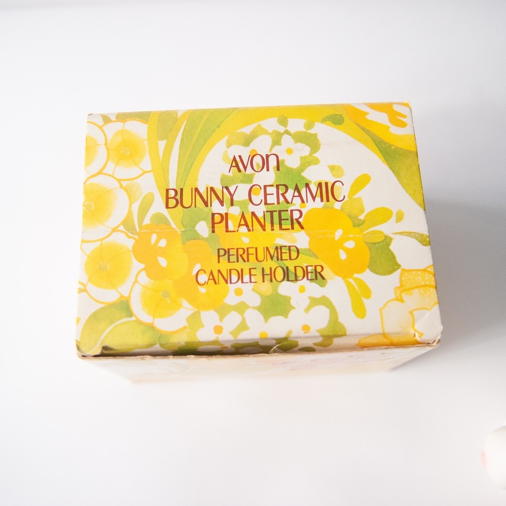 Avon Hand Painted Bunny Ceramic Planter Candle Holder w/ Box | Made in Brazil - Picture 2 of 12